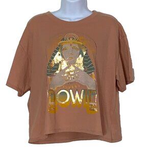 Vinyl Icons Women's Size L Warm Peach Metallic David Bowie Cropped T Shirt NWT